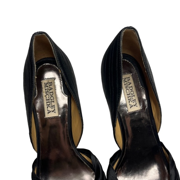 Badgley Mischka Black Ryba D’Orsay Satin Print Heels - Picture 8 of 11